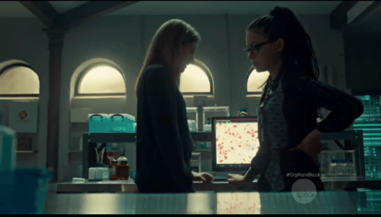 Cosima and Delphine in the lab